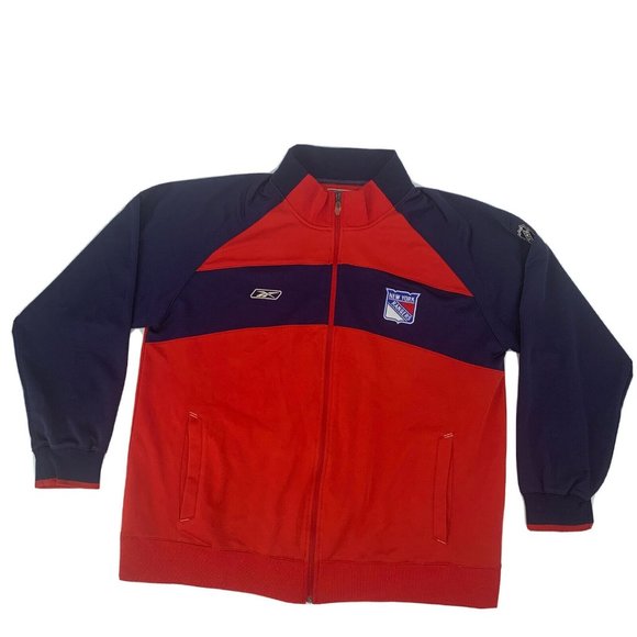 Men’s Reebok Center Ice Collection New York Rangers Full Zip Jacket Blue Red 2XL - Picture 1 of 9